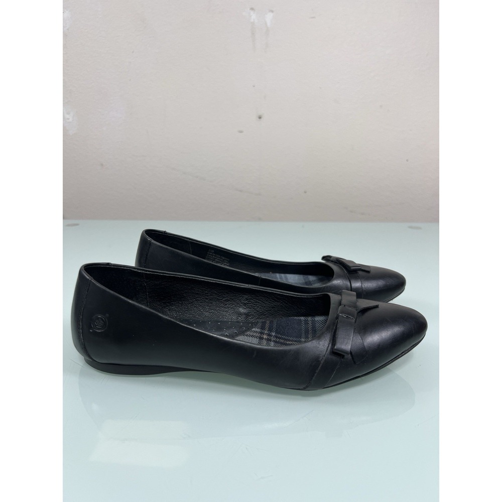 Børn Women's 8 Black Leather Ballet Flats Comfort‎ Bow Casual Shoes